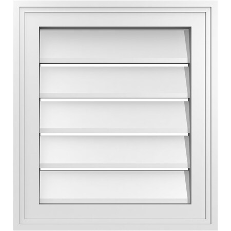 Ekena Millwork Vertical Surface Mount PVC Gable Vent: Functional, w/ 2"W x 1-1/2"P Brickmould Frame, 16"W x 18"H GVPVE16X1802SF